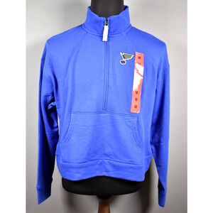 St Louis Blues NHL Hockey 1/2 Up Hoodie Blue Sweatshirt Men's Medium NEW W/tags